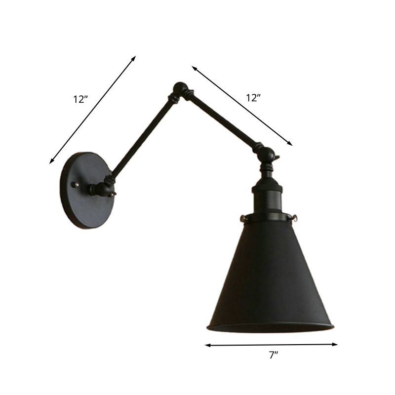 Zynar Vintage Adjustable Wall Lamp, Metal, Black/Rust, Living Room - Neutralighting