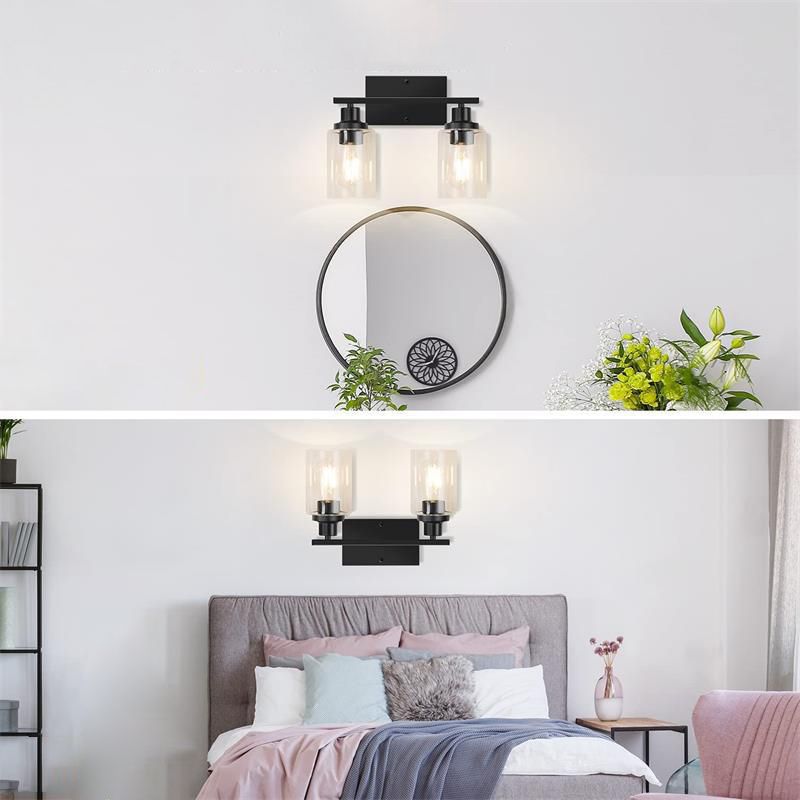 Silva Modern Mirror Front Black Vanity Wall Lamp, Metal/Glass - Neutralighting