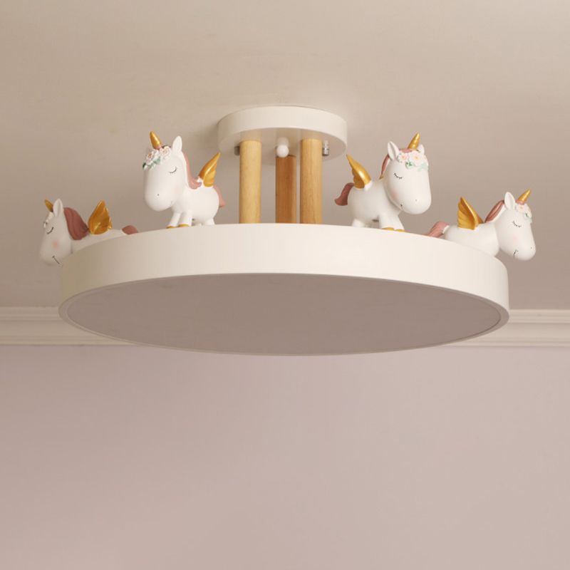 Arisha Modern Round Unicorn Semi-Flush Mount Ceiling Light