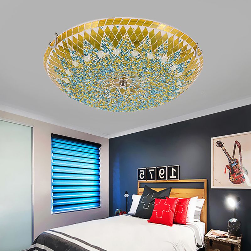 Tiffany Modern Mediterranean Glass Flush Mount Ceiling Light Blue/Yellow/White - Neutralighting