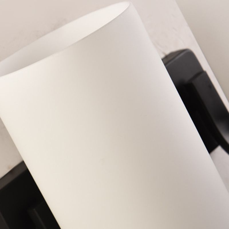 Tiffany Minimalism Cylindrical Metal Glass Art Vanity Wall Lamp, Black/Chrome - Neutralighting