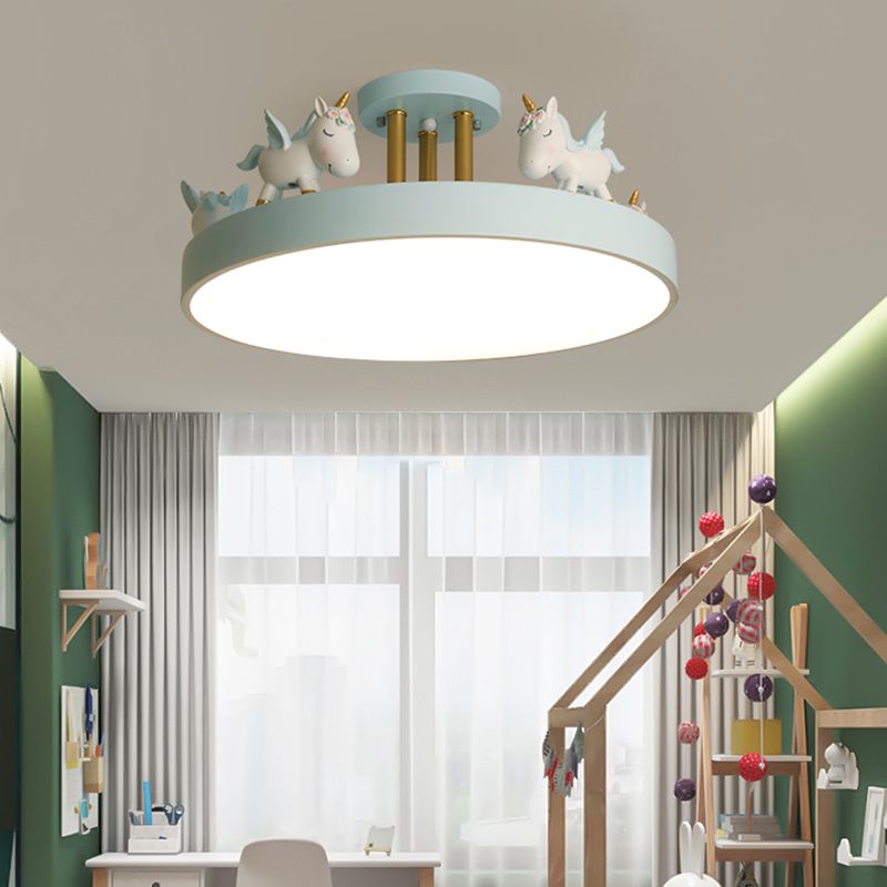 Arisha Modern Round Unicorn Semi-Flush Mount Ceiling Light