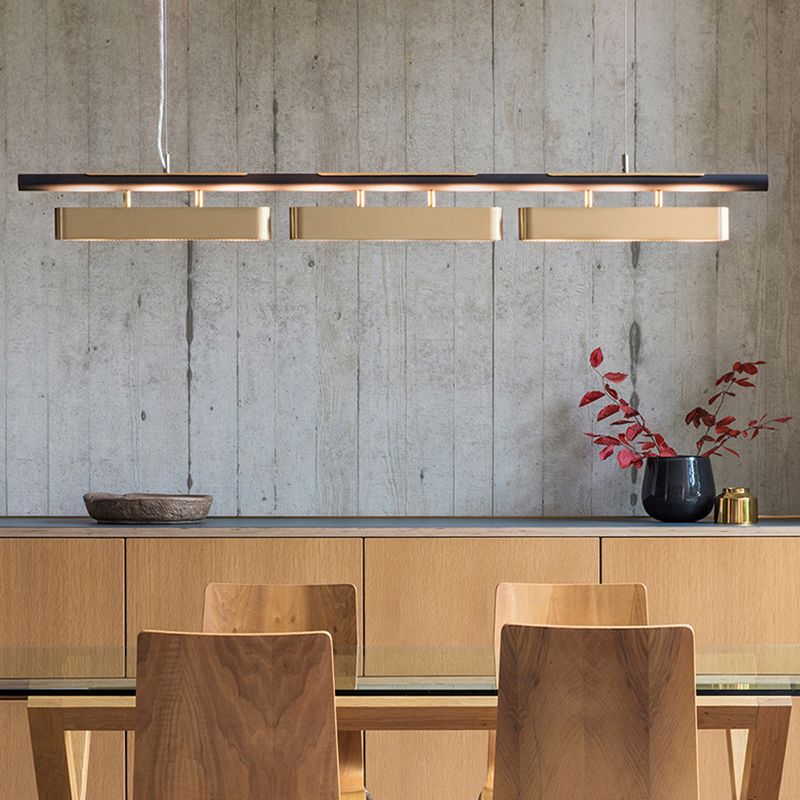 Arisha Pendant Light Rectangular Modern, Metal, Black/Brass, Office - Neutralighting