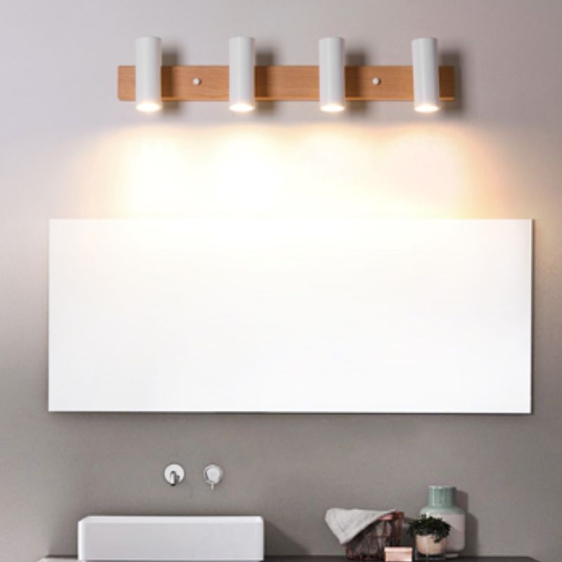 Muto Rotatable Spotlight Mirror Front Vanity Wall Lamp, Wood/Metal - Neutralighting