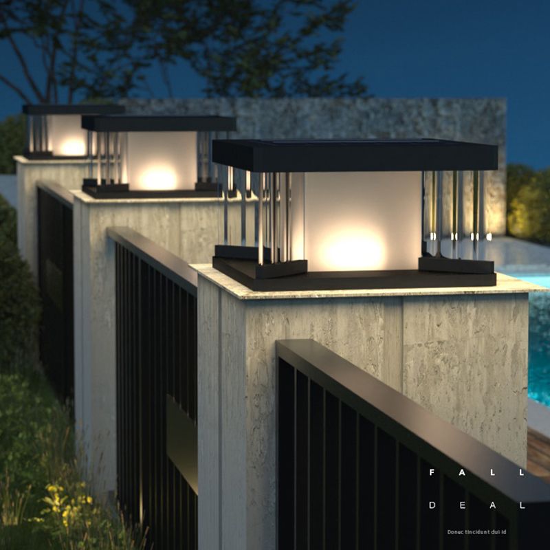 Ray Contemporary LED Rectangular Metal Wall Lamp Post, Black - Neutralighting