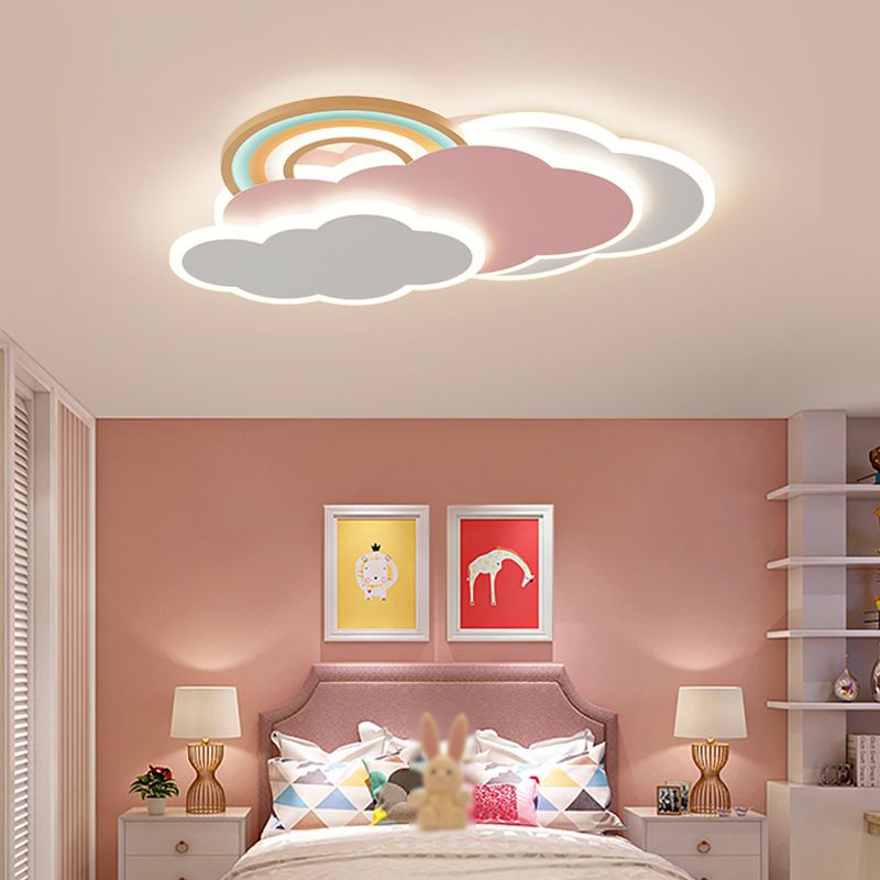 Aria Modern Cloud/Rainbow Flush Mount Ceiling Light Pink/White - Neutralighting