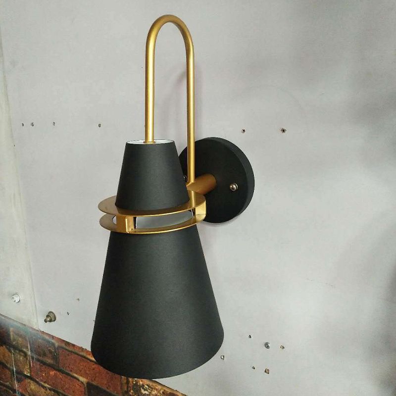 Valentina Modern Cone Metal Wall Lamp, Black/White/Blue - Neutralighting