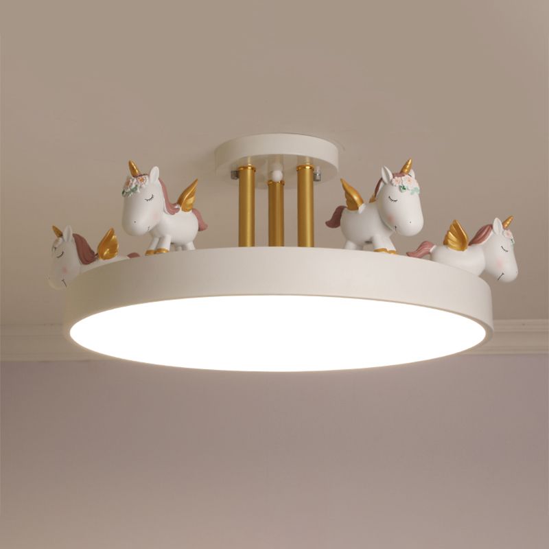 Arisha Modern Round Unicorn Semi-Flush Mount Ceiling Light