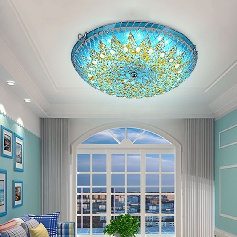 Tiffany Modern Mediterranean Glass Flush Mount Ceiling Light Blue/Yellow/White - Neutralighting