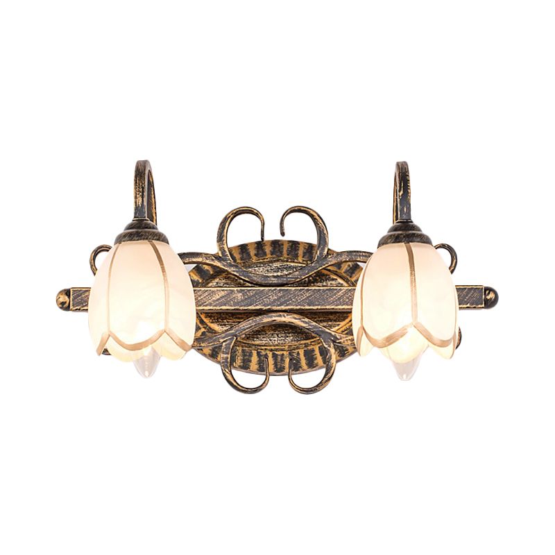 Arisha Antique Brass Flower Mirror Front Vanity Wall Lamp - Neutralighting