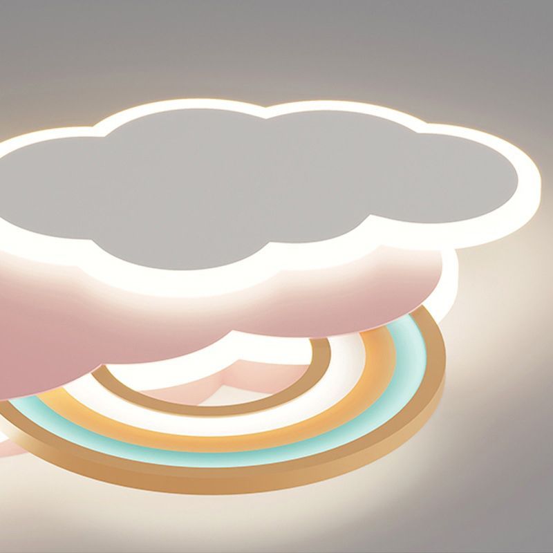 Aria Modern Cloud/Rainbow Flush Mount Ceiling Light Pink/White - Neutralighting