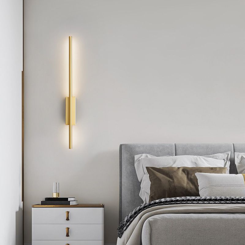 Arisha Modern Linear Metal&Acrylic Bedroom Wall Lamp, Black/Brass - Neutralighting