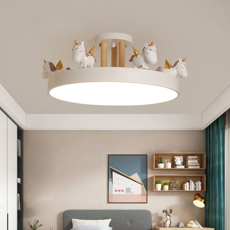 Arisha Modern Round Unicorn Semi-Flush Mount Ceiling Light