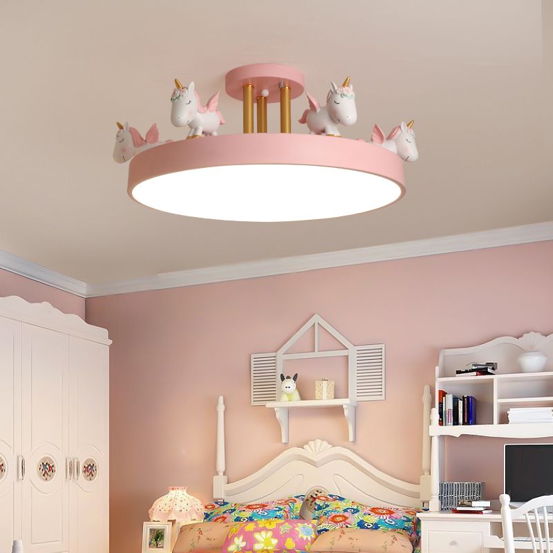 Arisha Modern Round Unicorn Semi-Flush Mount Ceiling Light