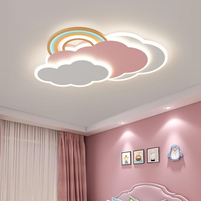 Aria Modern Cloud/Rainbow Flush Mount Ceiling Light Pink/White - Neutralighting