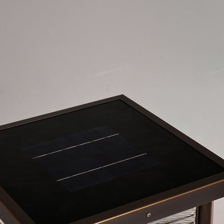 Ray Modern Rectangular Metal Outdoor Solar Lamp, Black/ Brass/Bronze - Neutralighting