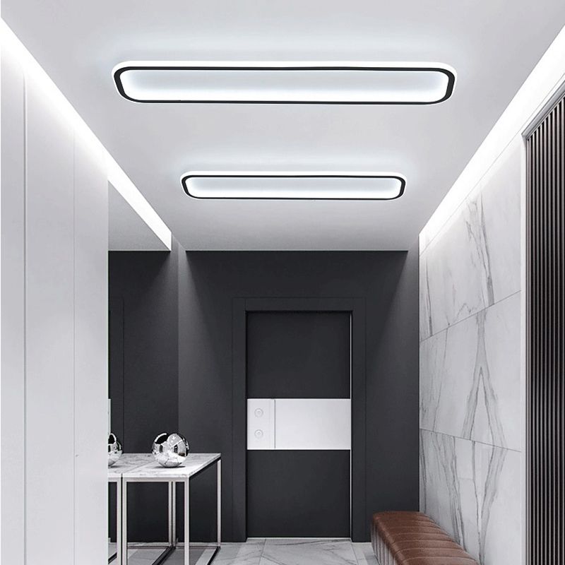 Arisha Minimalist Flush Mount Black Frame Rectangular Ceiling Light - Neutralighting