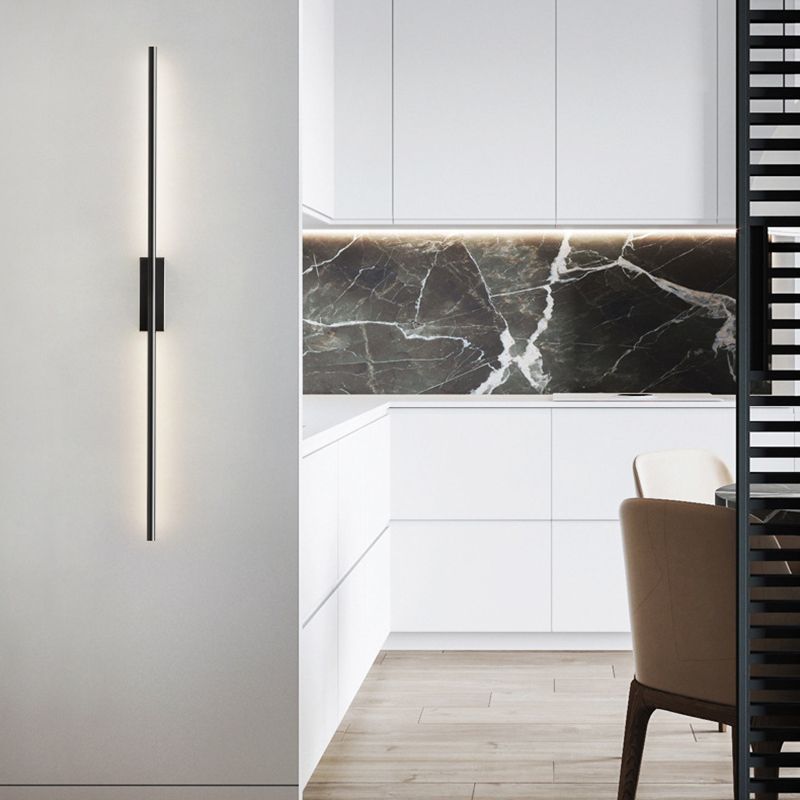 Arisha Modern Linear Metal&Acrylic Bedroom Wall Lamp, Black/Brass - Neutralighting