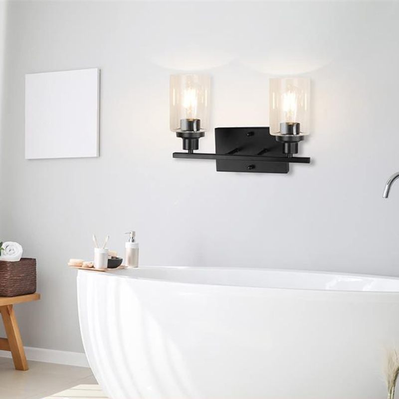 Silva Modern Mirror Front Black Vanity Wall Lamp, Metal/Glass - Neutralighting