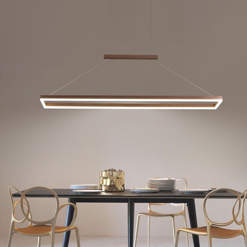 Gloen Modern Rectangular Hanging Pendant Light, Gold/Coffee - Neutralighting