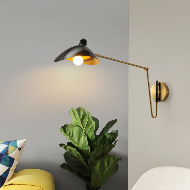 Epoch Industrial Swing Arm Vanity Wall Lamp, Black/Gold - Neutralighting