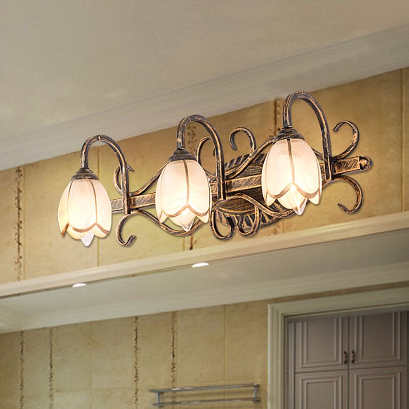 Arisha Antique Brass Flower Mirror Front Vanity Wall Lamp - Neutralighting