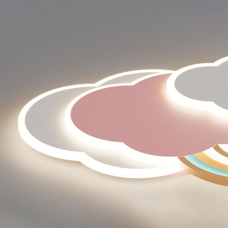 Aria Modern Cloud/Rainbow Flush Mount Ceiling Light Pink/White - Neutralighting