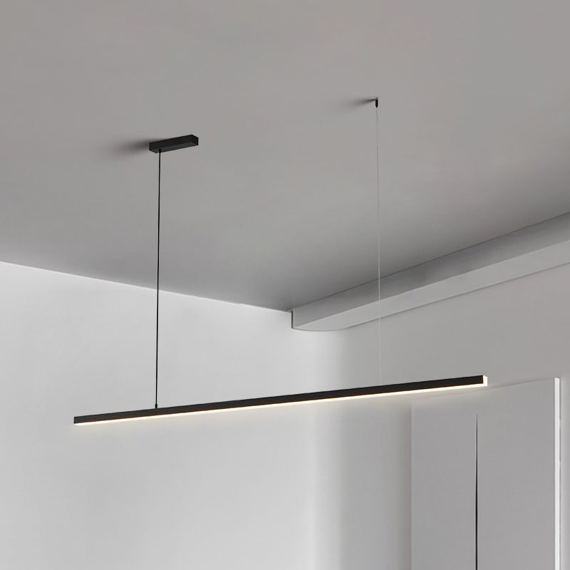 Arisha Minimalist Linear Metal Pendant Light, White/Black