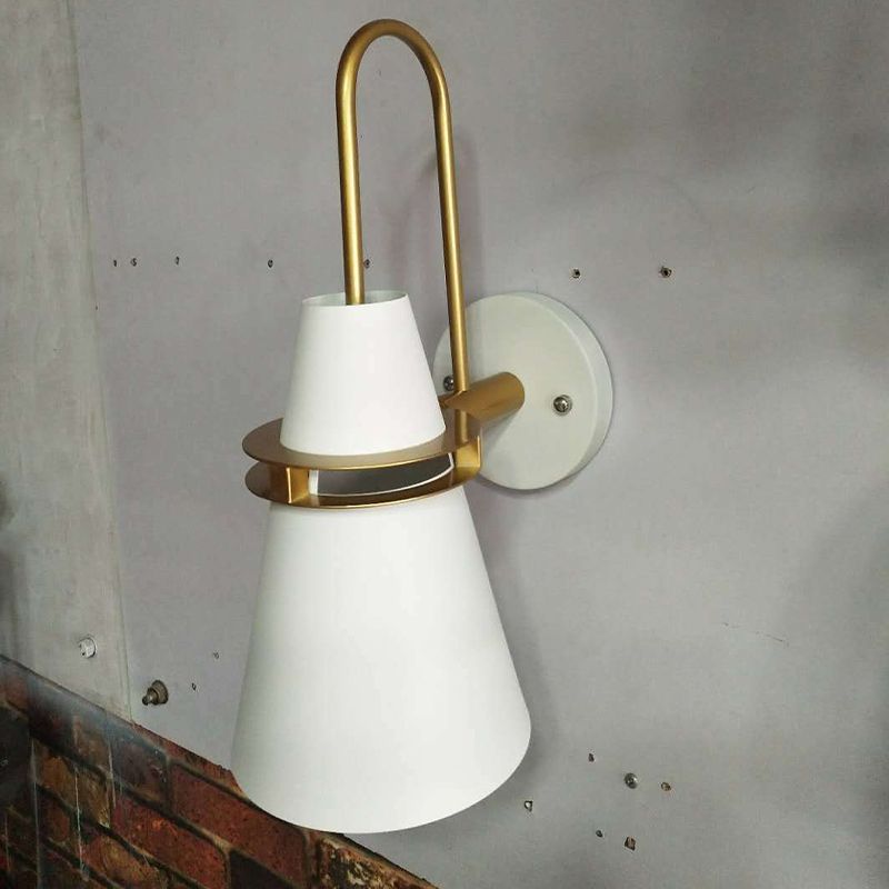Valentina Modern Cone Metal Wall Lamp, Black/White/Blue - Neutralighting