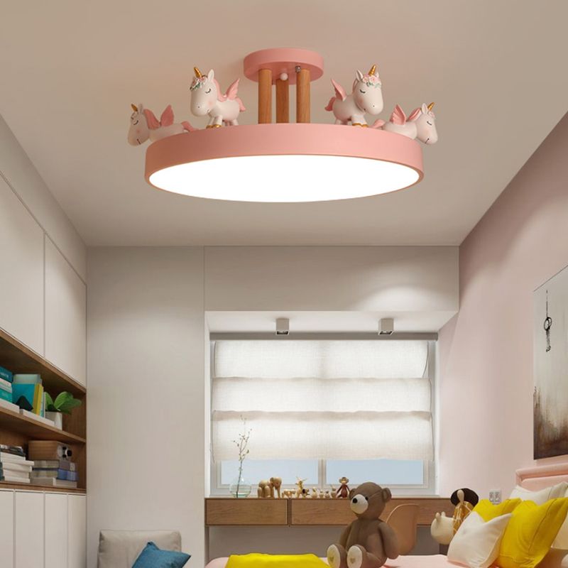 Arisha Modern Round Unicorn Semi-Flush Mount Ceiling Light
