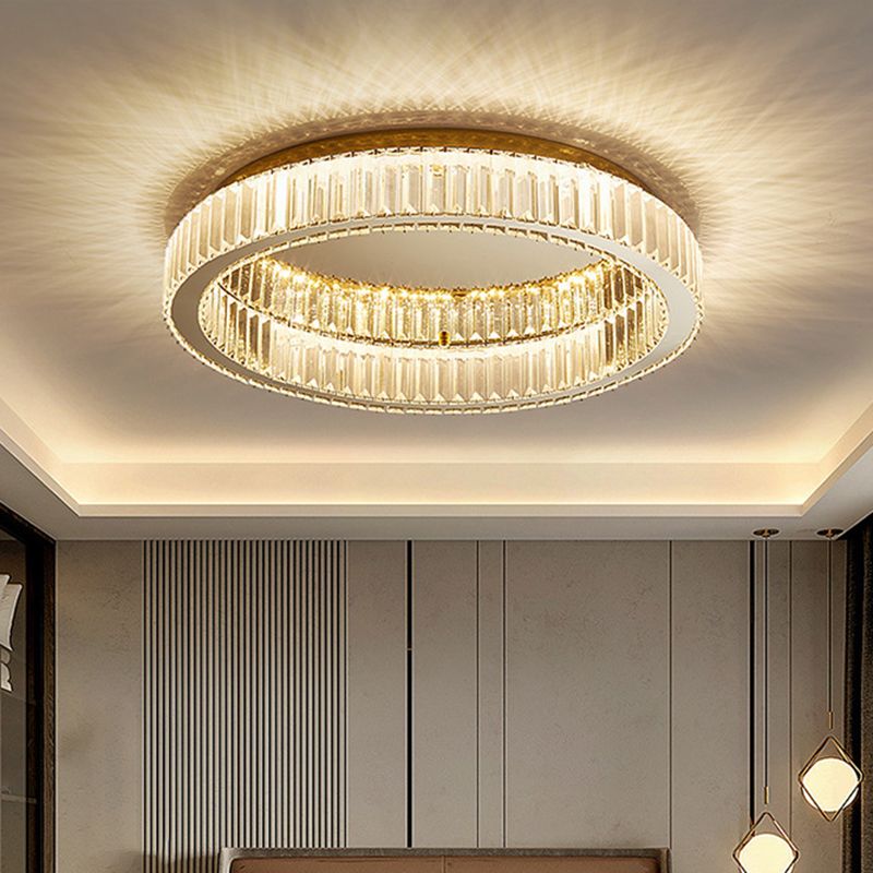 Kristy Modern Art Deco Circular Crystal Flush Mount Ceiling Light Gold - Neutralighting