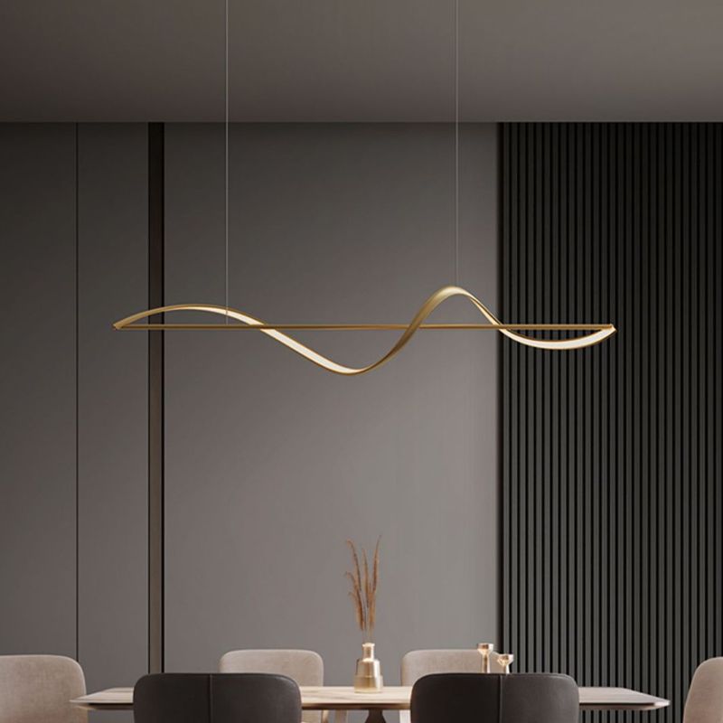 Zelin Pendant Light Wave Minimalist Designer, Metal, Brass/Black - Neutralighting