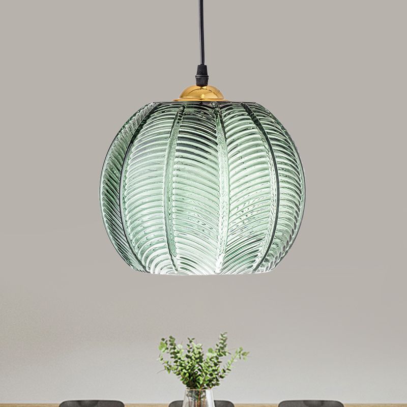 Aira Green Nordic Artistic Ribbed Glass Pendant Light - Neutralighting