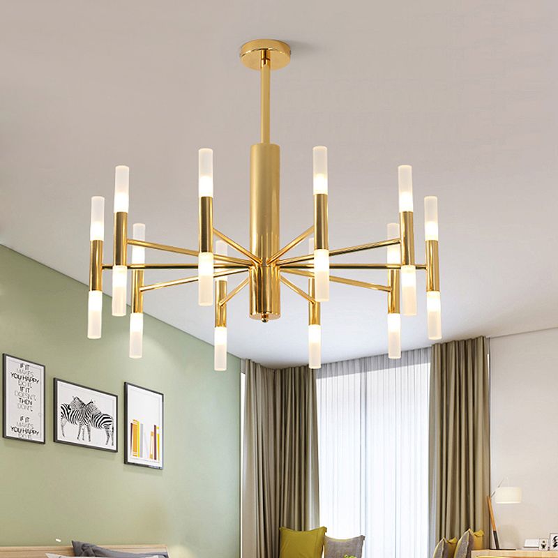 Kristy Modern Cylindrical Metal Chandelier, Gold - Neutralighting