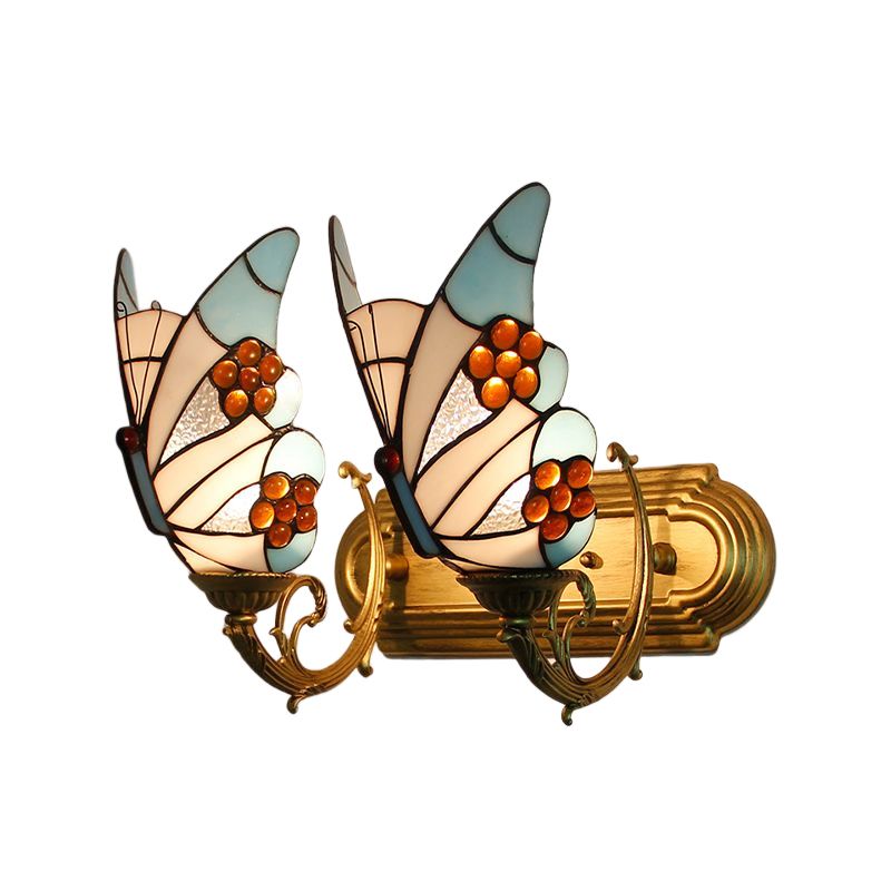 Arisha Artistic Butterfly Metal/Glass Lamps Wall, Red/Blue/Multi-Color/Light Blue - Neutralighting