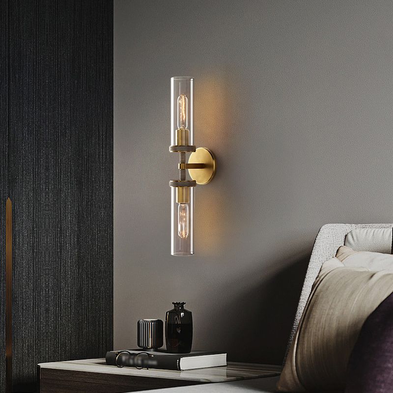Arisha Modern Cylindrical Metal Led Wall Lamp, Black/Copper - Neutralighting