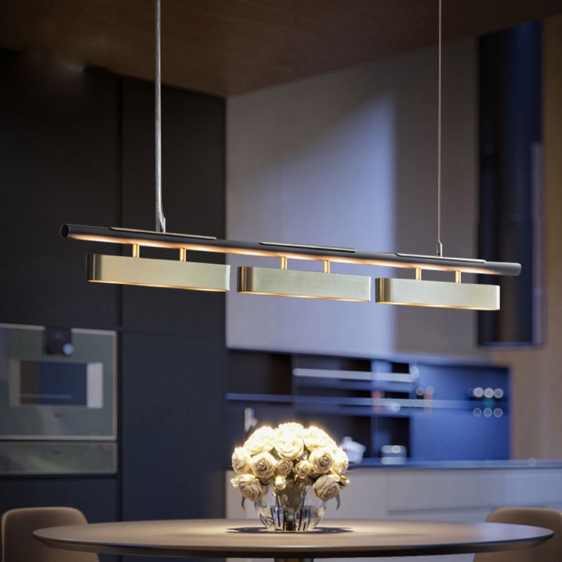 Arisha Pendant Light Rectangular Modern, Metal, Black/Brass, Office - Neutralighting