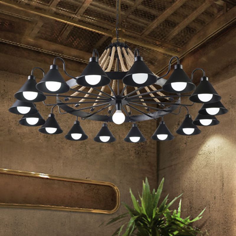 Epoch Vintage Industrial Rope Chandelier Living Room - Neutralighting