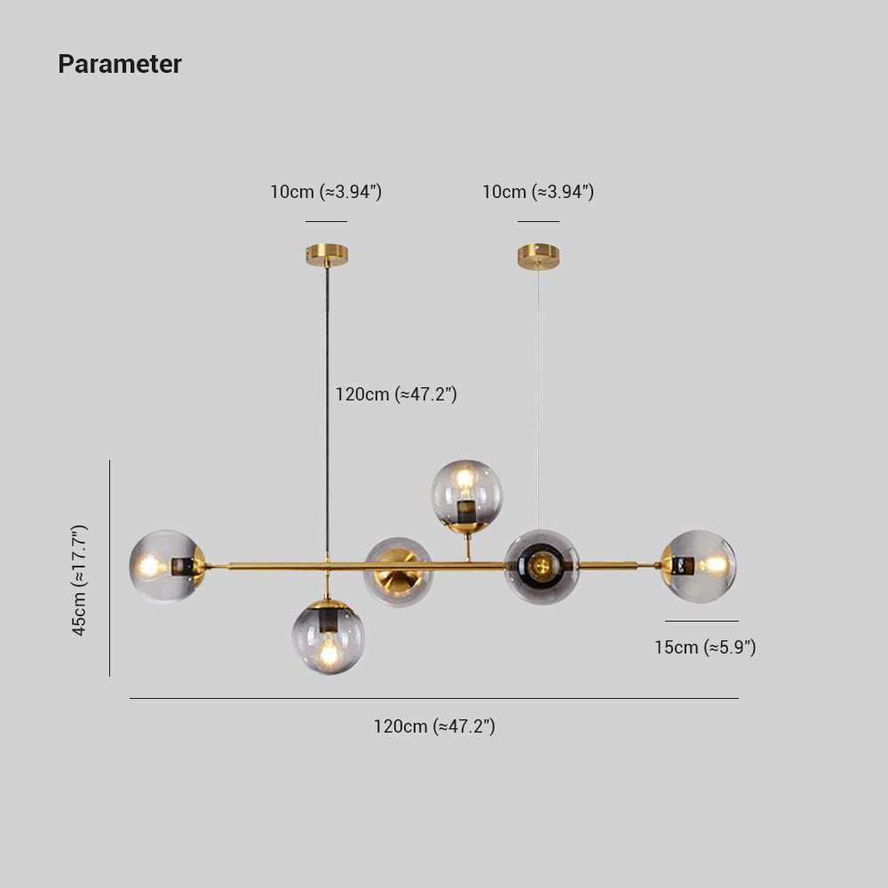 Valentina Modern Bubble Metal/Glass Pendant Light, Gold - Neutralighting