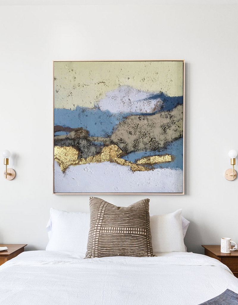 Gilded Blue Terrain Textured Framed Artwork