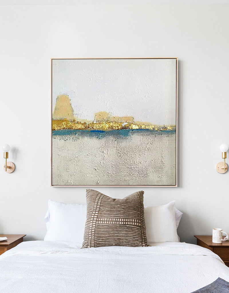 Textured Golden Coastline Framed Canvas Artwork