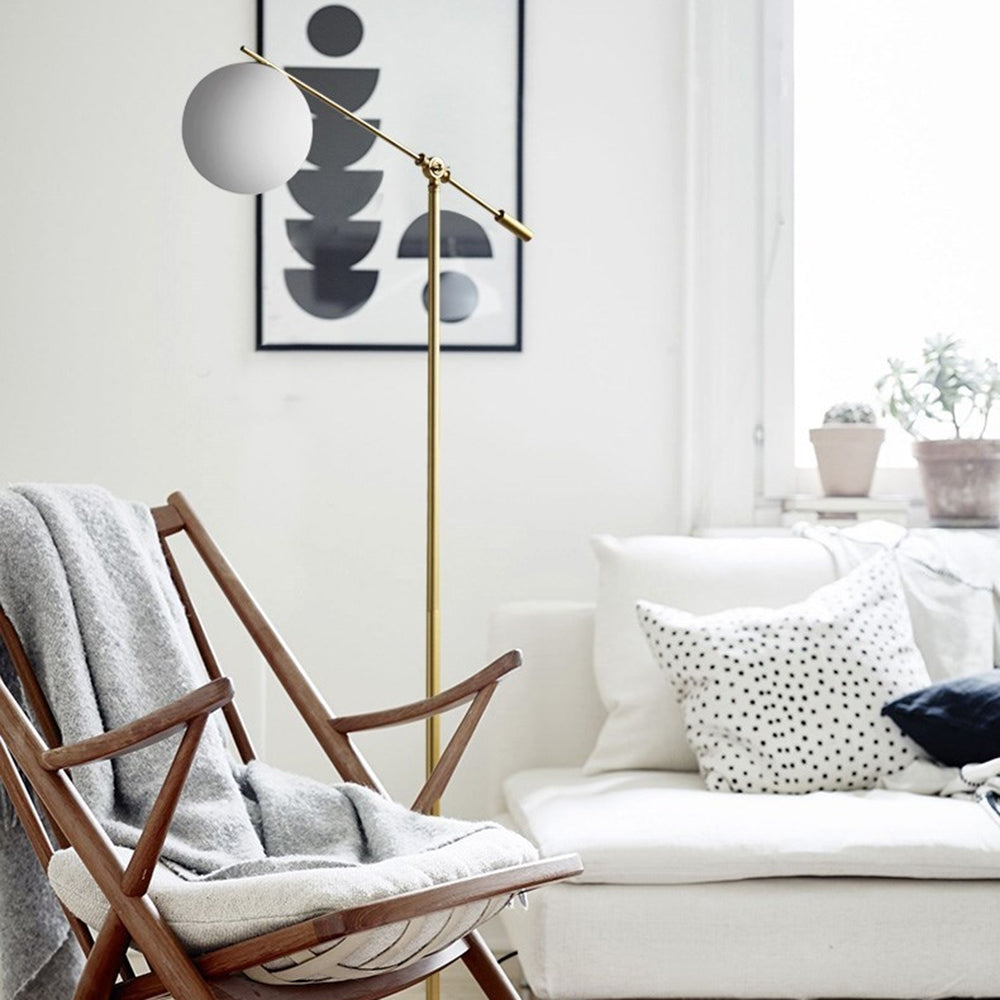 Valentina Arc Floor Lamp, Frosted Glass & Metal - Neutralighting