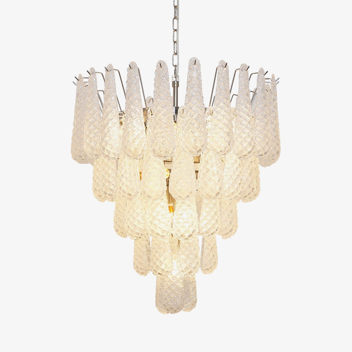 Aurora Chandelier Clear Murano Glass Dewdrop Layered