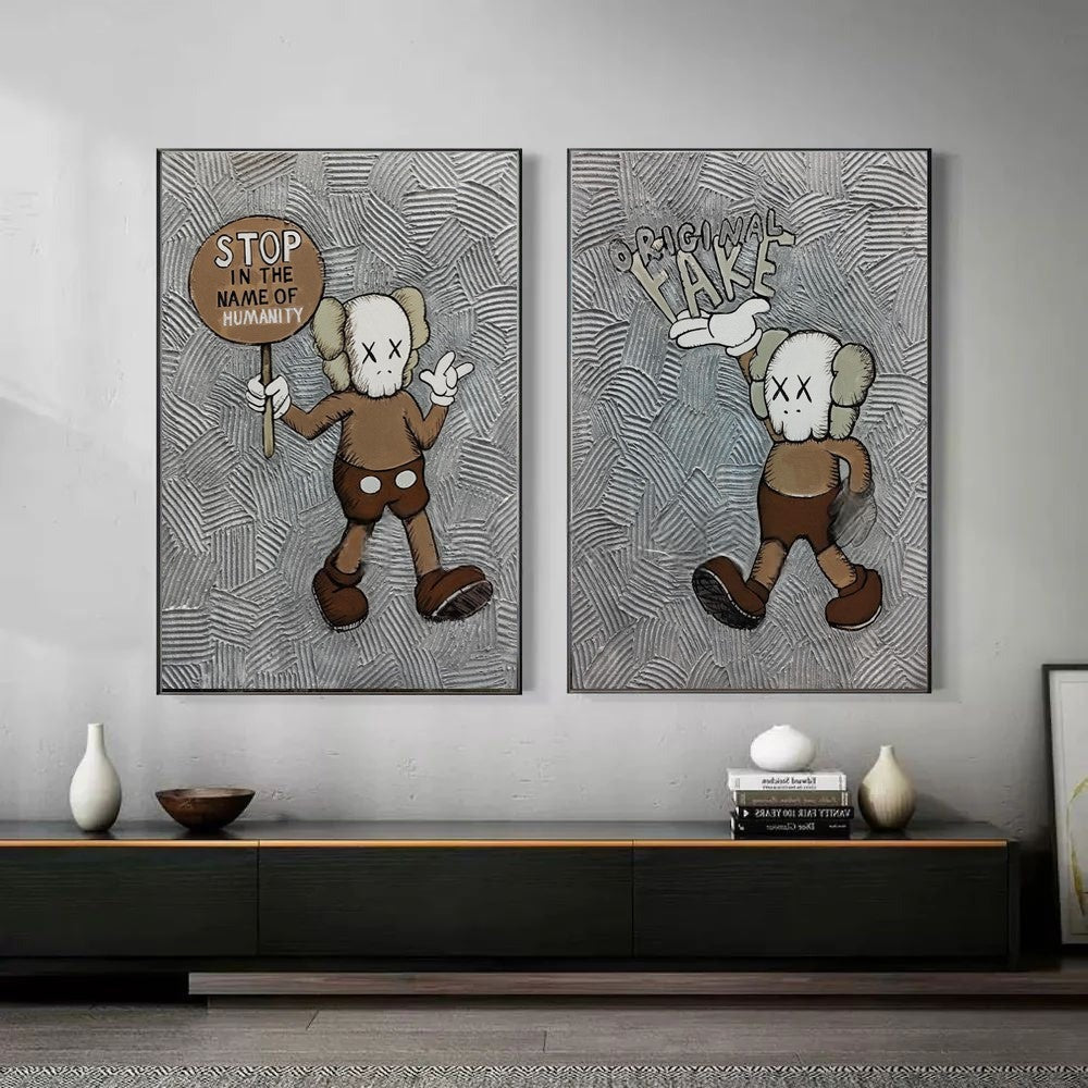 Kaws Companion 2-Piece Pop Art Painting Set