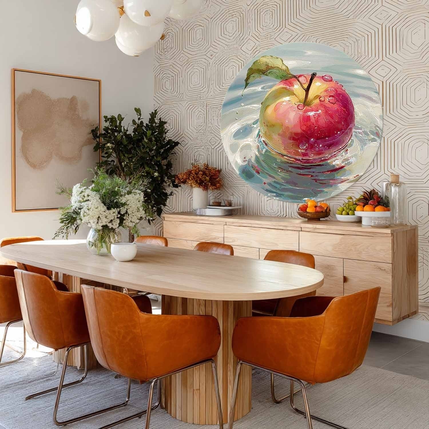 Watercolor Red Apple Water Ripple Canvas Art