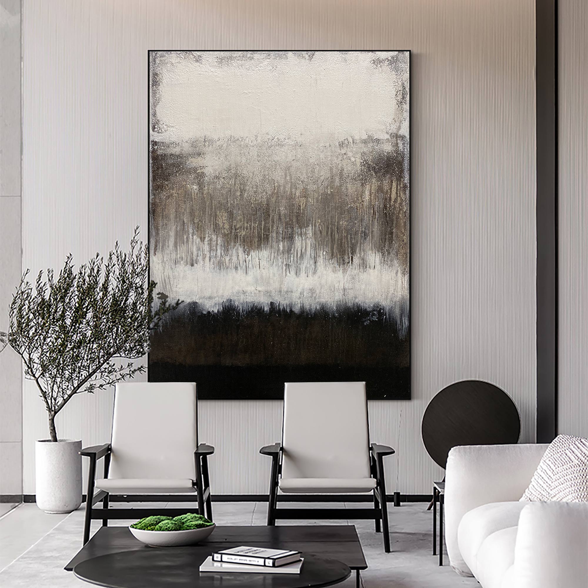 Black White Grey Abstract Painting ABAV119 - Neutralighting