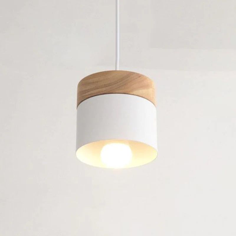 Valentina Modern Can Shape Metal/Wood Pendant Light - Neutralighting