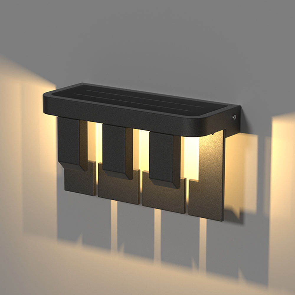Ray Modern Minimallist Metal Solar Outdoor Garden/Yard Wall Lamp, Black - Neutralighting
