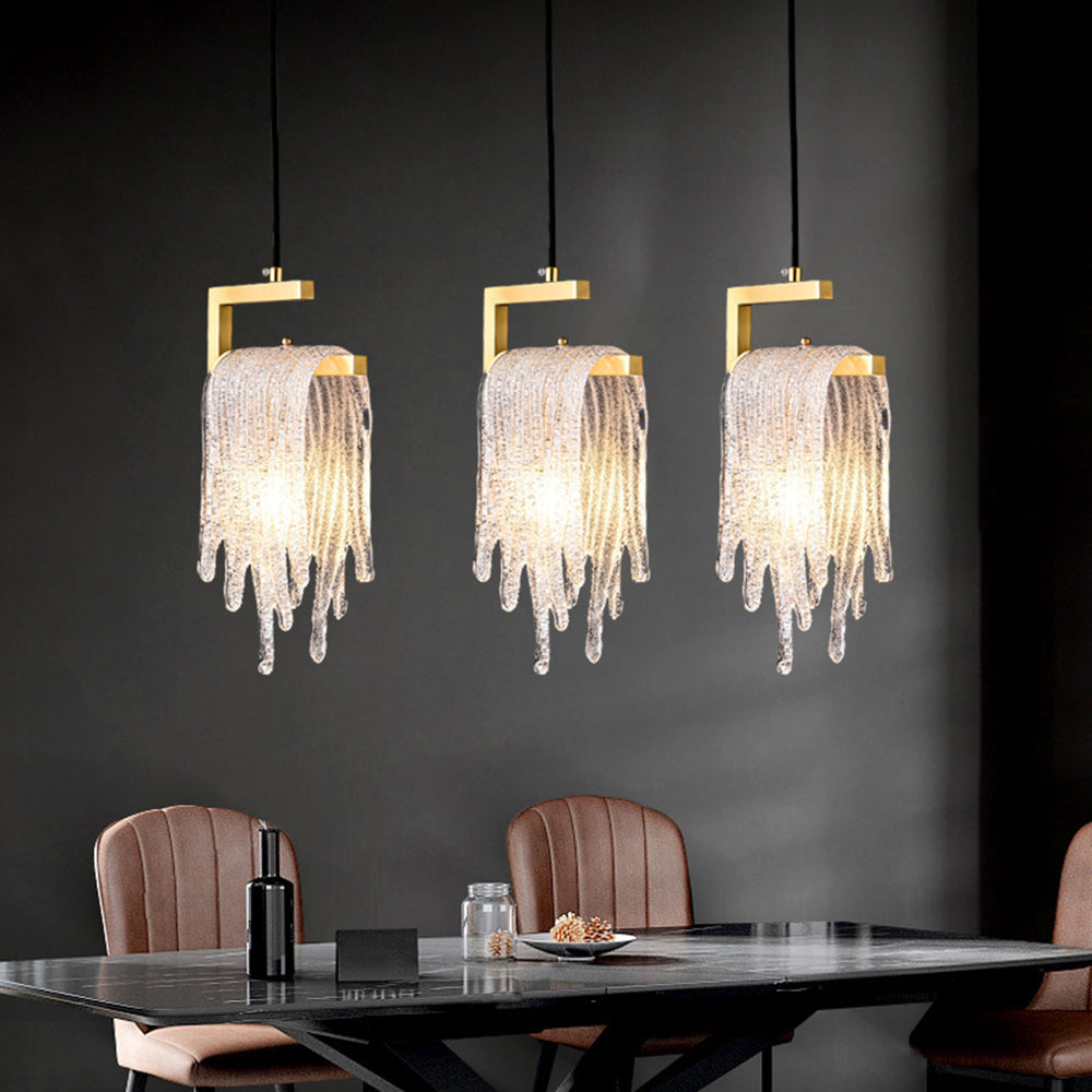 Kristy Modern Flowing Jelly Pendant Light, Gold, Crystal/Brass - Neutralighting