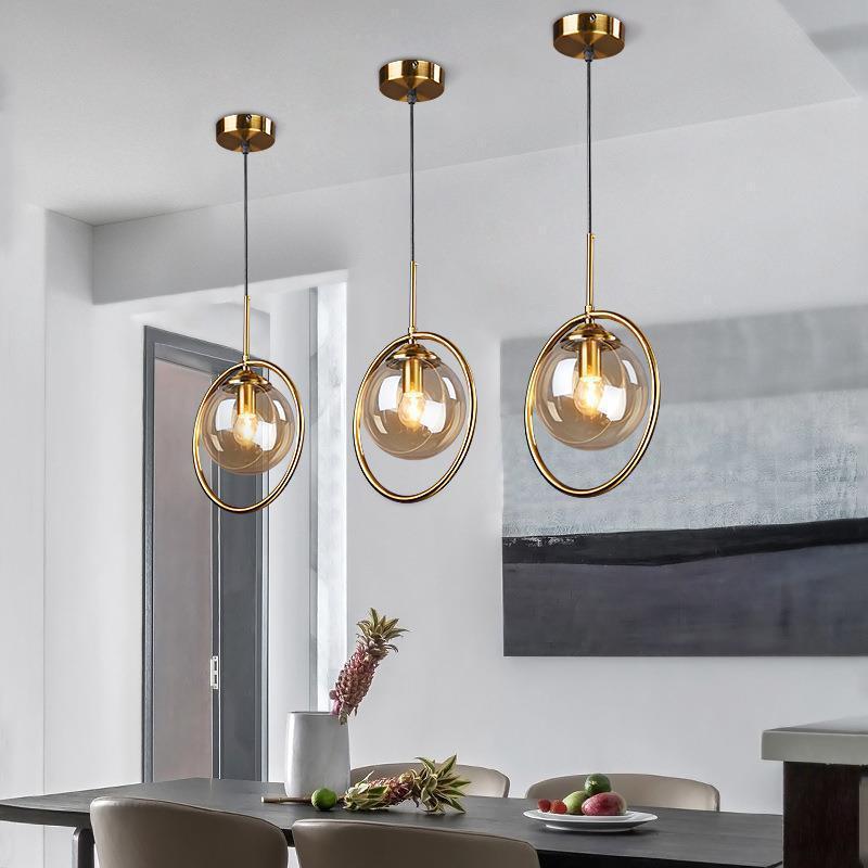 Zoey Glass Pendant Light with a Metal Ring - Neutralighting